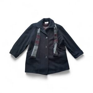 Herman Kay Vintage Wool Button Down Coat with Scarf Women's Size 16P